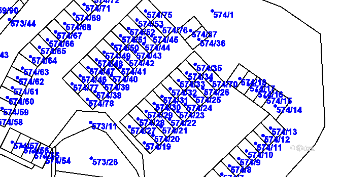 Parcela st. 574/32 v KÚ Svinov, Katastrální mapa