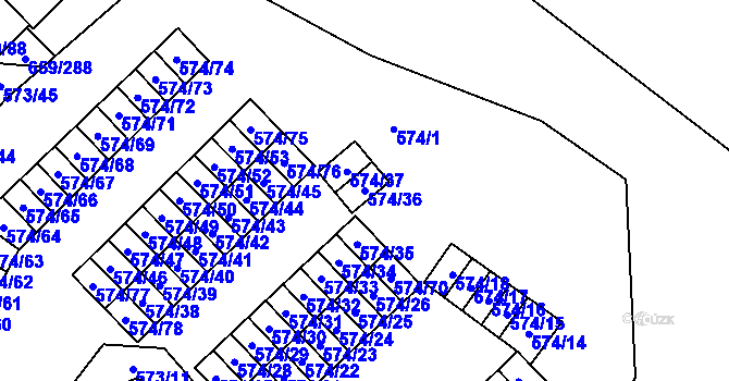 Parcela st. 574/36 v KÚ Svinov, Katastrální mapa