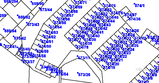 Parcela st. 574/38 v KÚ Svinov, Katastrální mapa