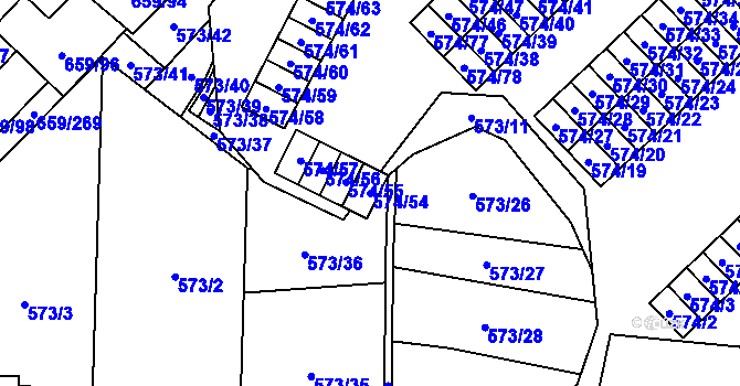 Parcela st. 574/54 v KÚ Svinov, Katastrální mapa