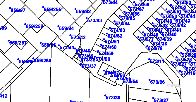 Parcela st. 574/59 v KÚ Svinov, Katastrální mapa