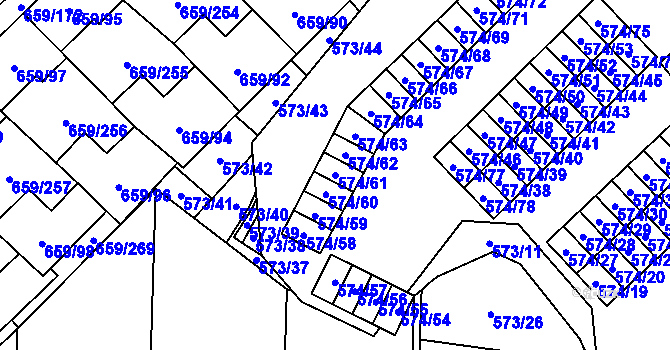 Parcela st. 574/61 v KÚ Svinov, Katastrální mapa