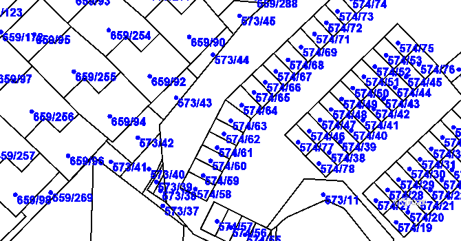 Parcela st. 574/63 v KÚ Svinov, Katastrální mapa