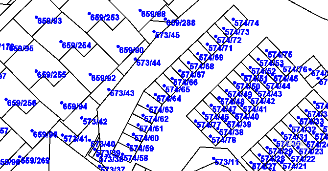 Parcela st. 574/65 v KÚ Svinov, Katastrální mapa