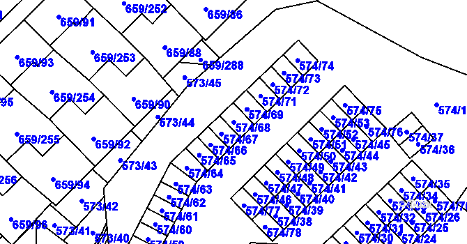 Parcela st. 574/68 v KÚ Svinov, Katastrální mapa