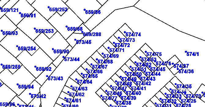 Parcela st. 574/69 v KÚ Svinov, Katastrální mapa