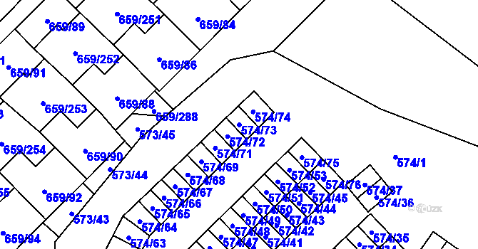 Parcela st. 574/73 v KÚ Svinov, Katastrální mapa