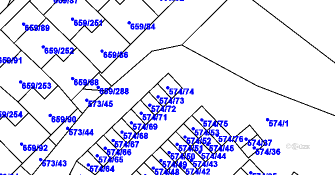 Parcela st. 574/74 v KÚ Svinov, Katastrální mapa