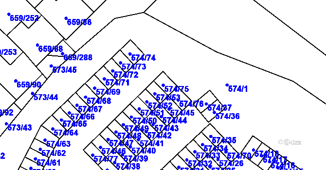 Parcela st. 574/75 v KÚ Svinov, Katastrální mapa