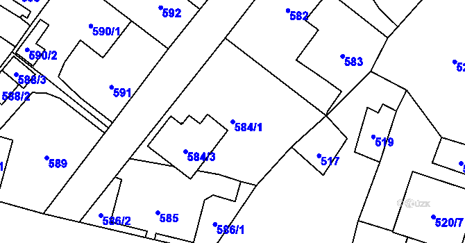 Parcela st. 584/1 v KÚ Svinov, Katastrální mapa
