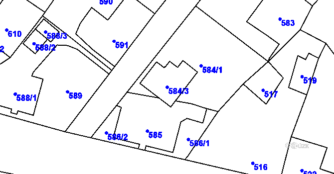Parcela st. 584/3 v KÚ Svinov, Katastrální mapa
