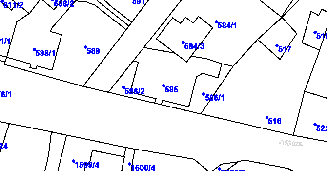 Parcela st. 585 v KÚ Svinov, Katastrální mapa