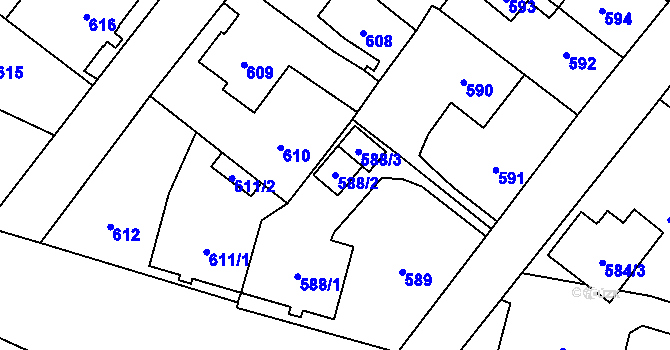 Parcela st. 588/2 v KÚ Svinov, Katastrální mapa