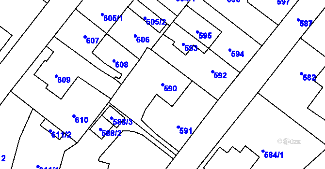 Parcela st. 590 v KÚ Svinov, Katastrální mapa