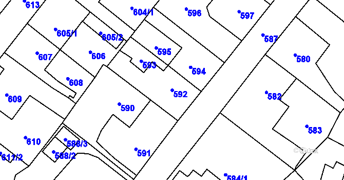 Parcela st. 592 v KÚ Svinov, Katastrální mapa