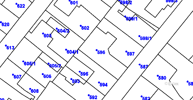 Parcela st. 596 v KÚ Svinov, Katastrální mapa