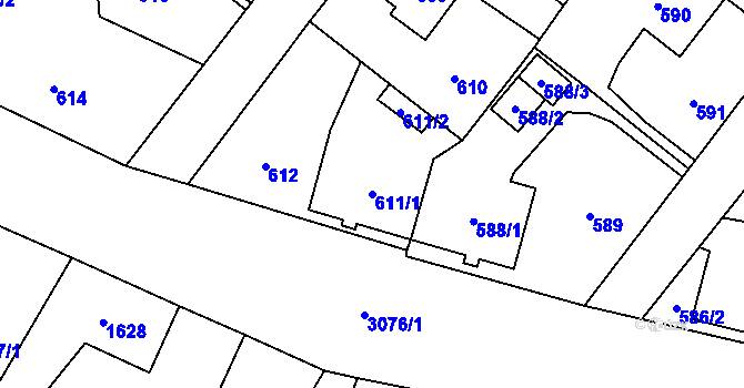 Parcela st. 611/1 v KÚ Svinov, Katastrální mapa