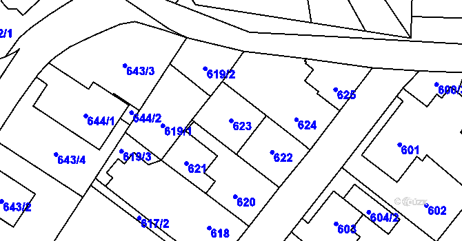 Parcela st. 623 v KÚ Svinov, Katastrální mapa
