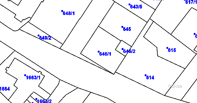 Parcela st. 646/1 v KÚ Svinov, Katastrální mapa
