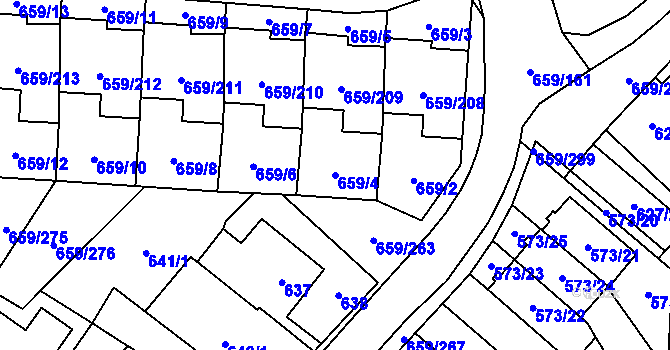 Parcela st. 659/4 v KÚ Svinov, Katastrální mapa
