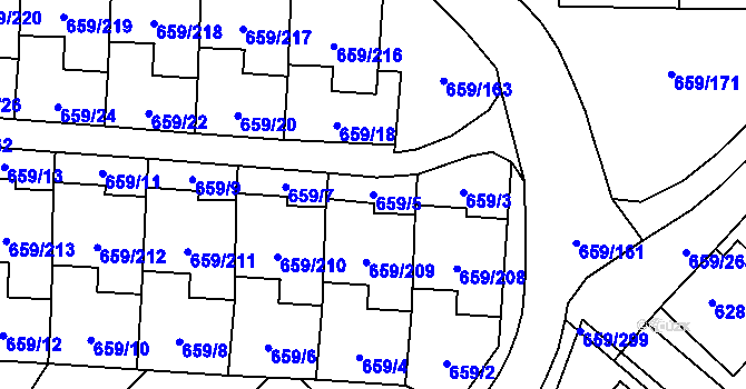 Parcela st. 659/5 v KÚ Svinov, Katastrální mapa
