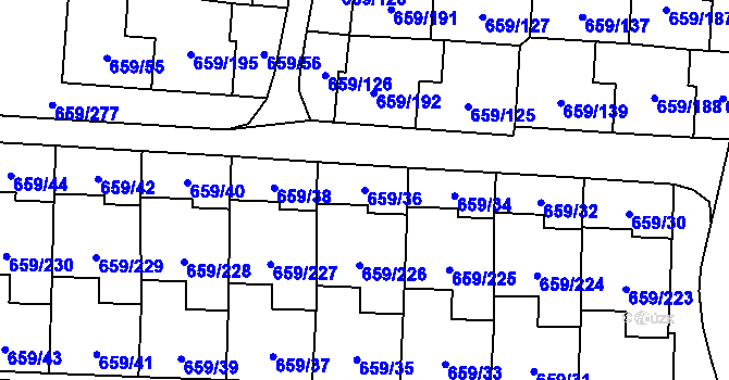 Parcela st. 659/36 v KÚ Svinov, Katastrální mapa