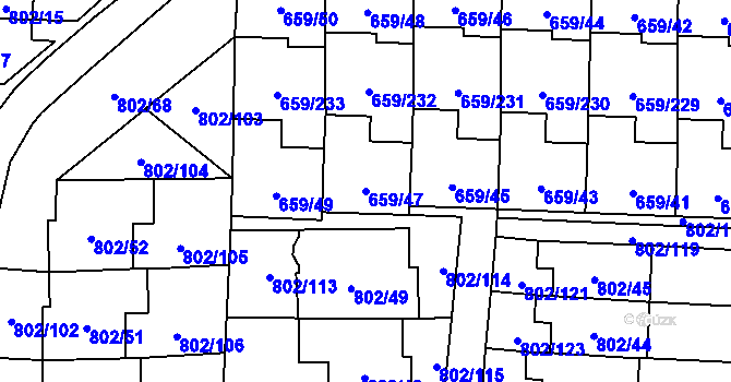 Parcela st. 659/47 v KÚ Svinov, Katastrální mapa