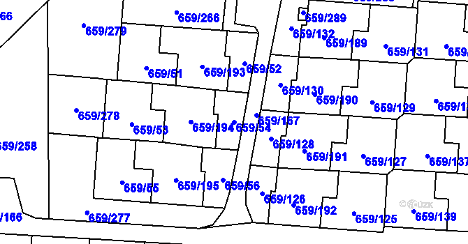 Parcela st. 659/54 v KÚ Svinov, Katastrální mapa