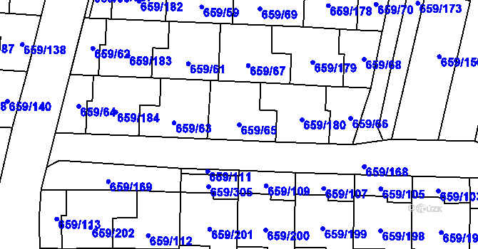 Parcela st. 659/65 v KÚ Svinov, Katastrální mapa