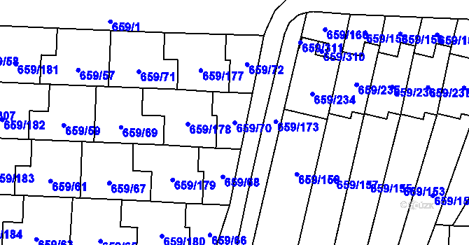 Parcela st. 659/70 v KÚ Svinov, Katastrální mapa