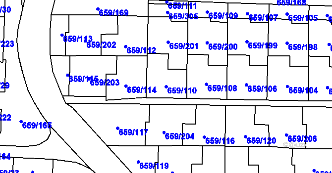 Parcela st. 659/110 v KÚ Svinov, Katastrální mapa