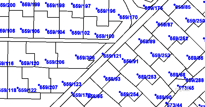Parcela st. 659/121 v KÚ Svinov, Katastrální mapa