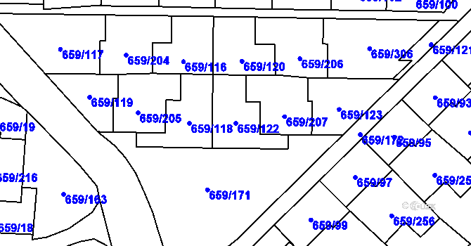 Parcela st. 659/122 v KÚ Svinov, Katastrální mapa