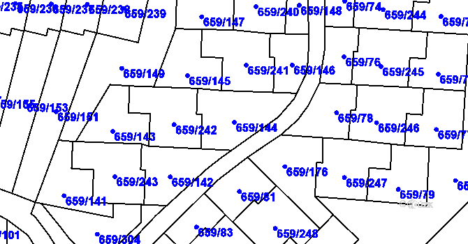 Parcela st. 659/144 v KÚ Svinov, Katastrální mapa