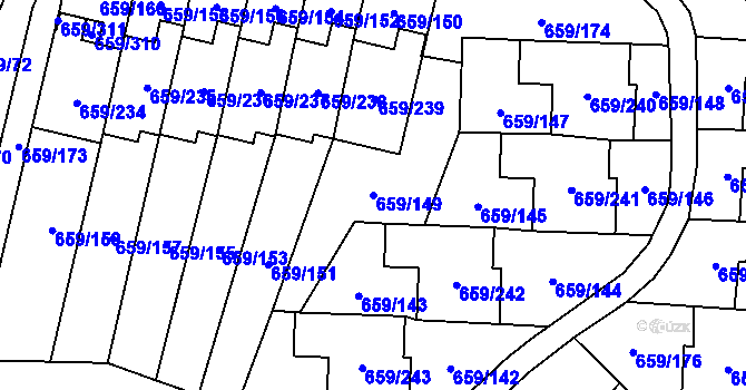 Parcela st. 659/149 v KÚ Svinov, Katastrální mapa