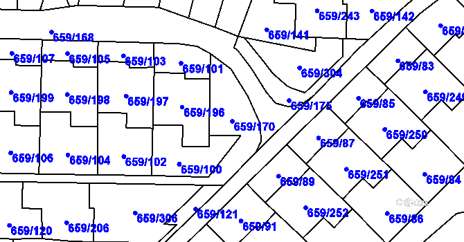 Parcela st. 659/170 v KÚ Svinov, Katastrální mapa