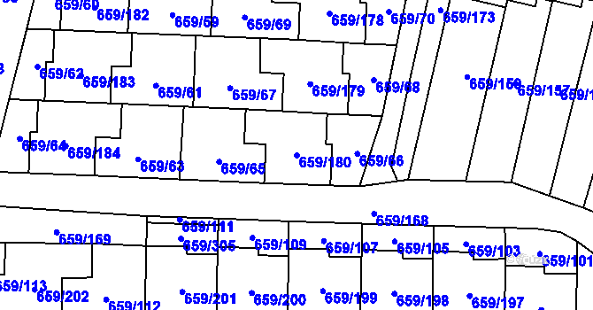 Parcela st. 659/180 v KÚ Svinov, Katastrální mapa