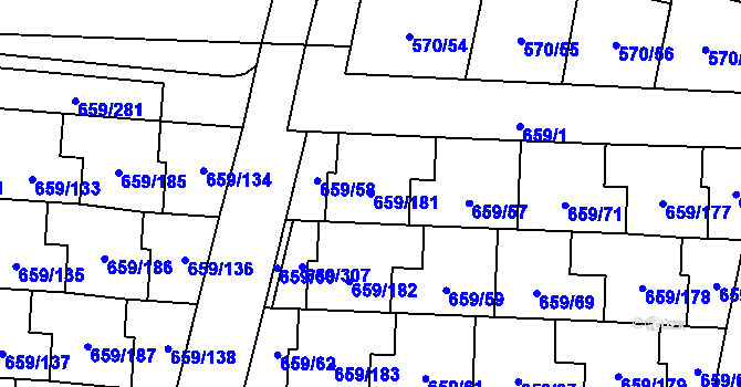 Parcela st. 659/181 v KÚ Svinov, Katastrální mapa