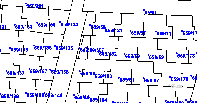 Parcela st. 659/182 v KÚ Svinov, Katastrální mapa
