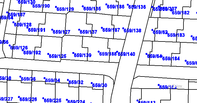 Parcela st. 659/188 v KÚ Svinov, Katastrální mapa