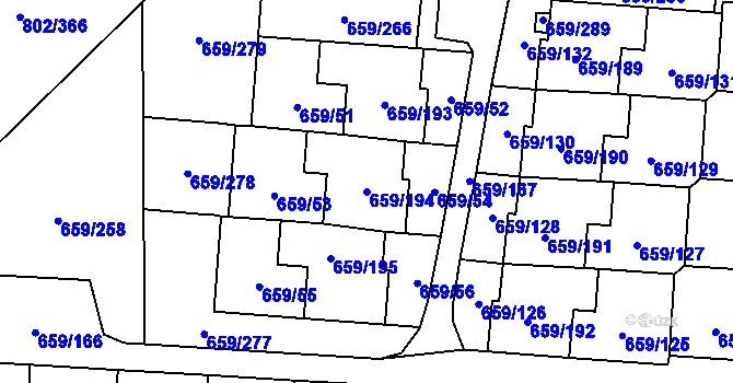 Parcela st. 659/194 v KÚ Svinov, Katastrální mapa