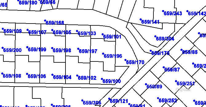 Parcela st. 659/196 v KÚ Svinov, Katastrální mapa