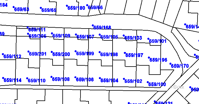 Parcela st. 659/198 v KÚ Svinov, Katastrální mapa
