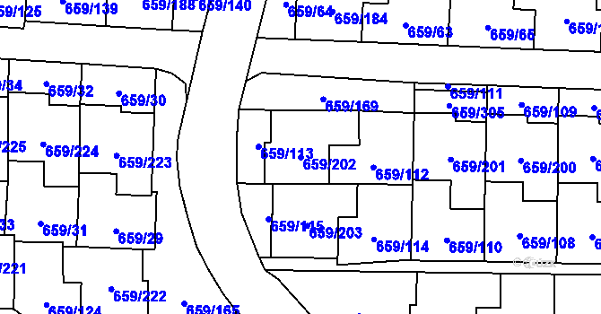Parcela st. 659/202 v KÚ Svinov, Katastrální mapa