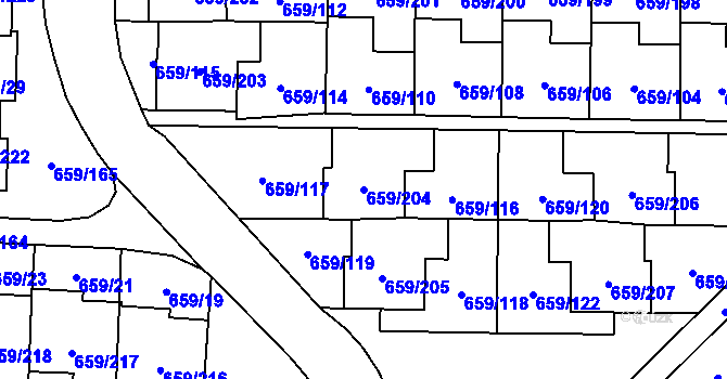 Parcela st. 659/204 v KÚ Svinov, Katastrální mapa