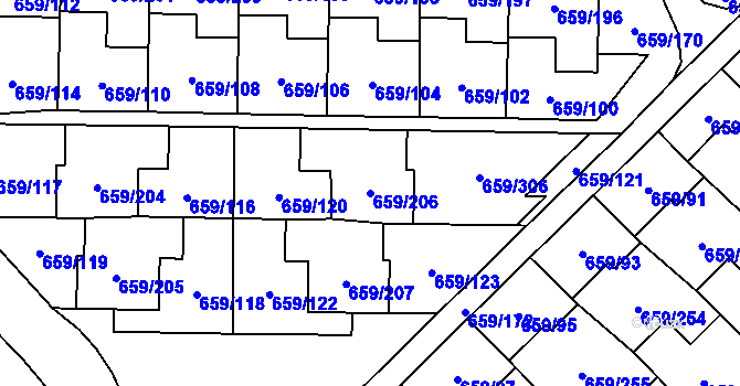 Parcela st. 659/206 v KÚ Svinov, Katastrální mapa
