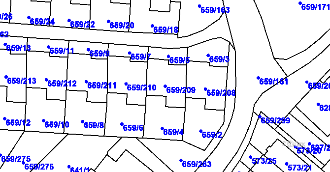 Parcela st. 659/209 v KÚ Svinov, Katastrální mapa