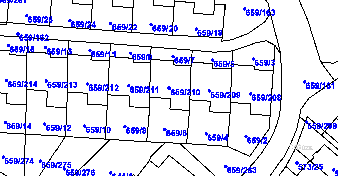 Parcela st. 659/210 v KÚ Svinov, Katastrální mapa