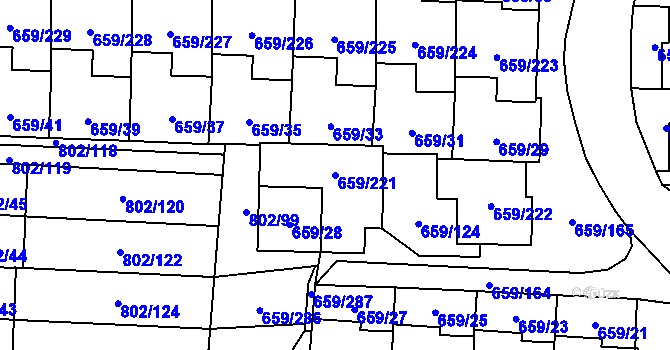 Parcela st. 659/221 v KÚ Svinov, Katastrální mapa