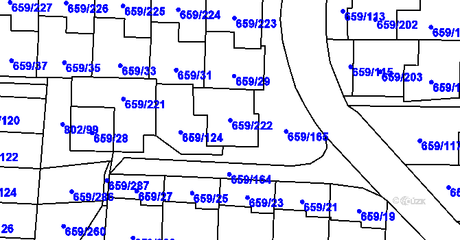 Parcela st. 659/222 v KÚ Svinov, Katastrální mapa
